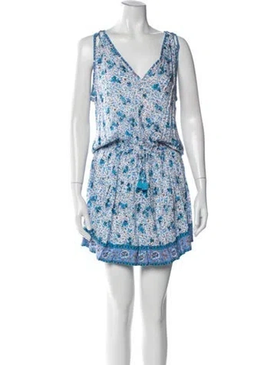 Pre-owned Poupette St Barth Floral Print Mini Dress In White