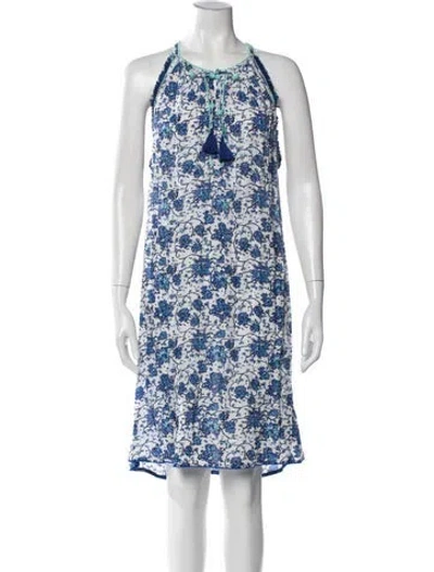 Pre-owned Poupette St Barth Floral Print Mini Dress In White