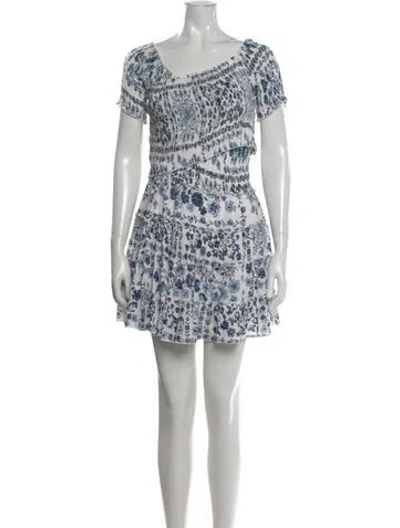 Pre-owned Poupette St Barth Floral Print Mini Dress In White