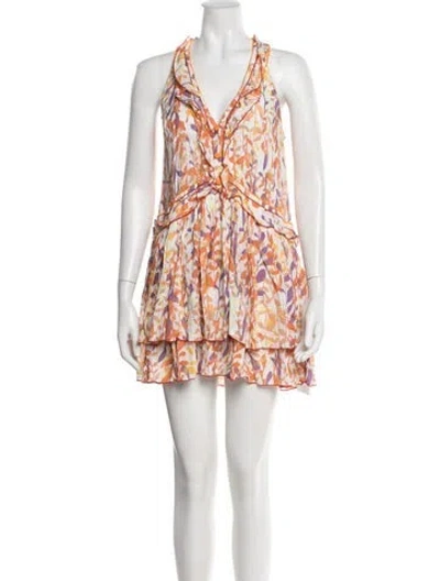 Pre-owned Poupette St Barth Floral Print Mini Dress In White