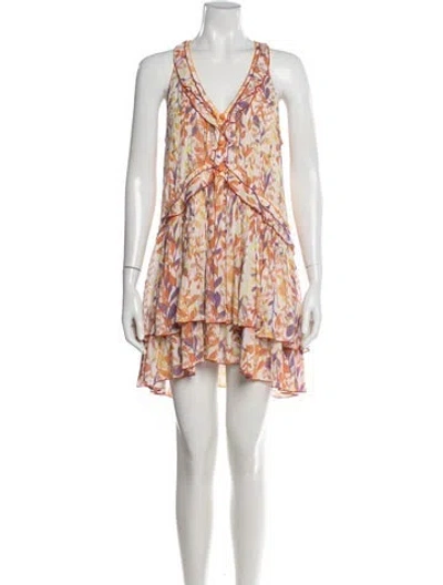 Pre-owned Poupette St Barth Floral Print Mini Dress In White