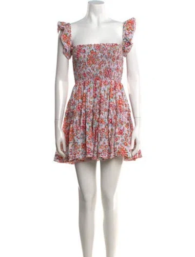 Pre-owned Poupette St Barth Floral Print Mini Dress In White