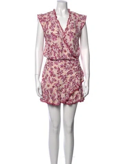 Pre-owned Poupette St Barth Floral Print Mini Dress In White