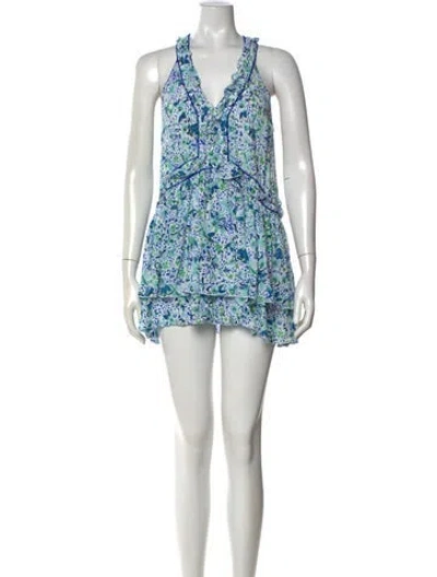 Pre-owned Poupette St Barth Floral Print Mini Dress In White