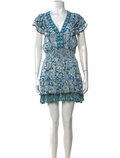 Pre-owned Poupette St Barth Floral Print Mini Dress In White