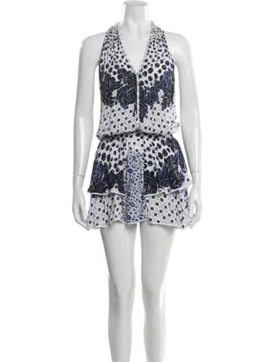 Pre-owned Poupette St Barth Floral Print Mini Dress In White