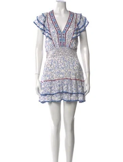Pre-owned Poupette St Barth Floral Print Mini Dress In White
