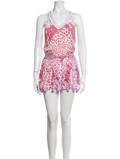 Pre-owned Poupette St Barth Floral Print Mini Dress In White