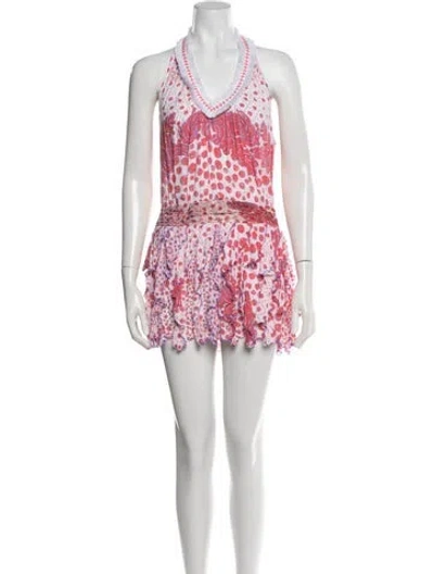 Pre-owned Poupette St Barth Floral Print Mini Dress In White