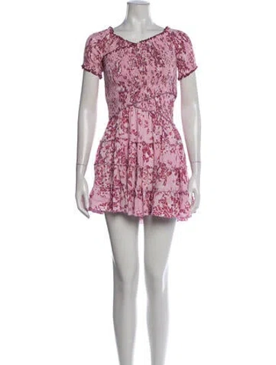Pre-owned Poupette St Barth Floral Print Mini Dress In White