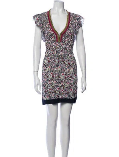 Pre-owned Poupette St Barth Floral Print Mini Dress In White