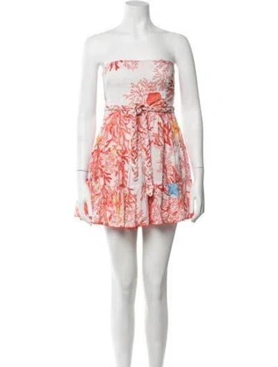 Pre-owned Poupette St Barth Floral Print Mini Dress In White