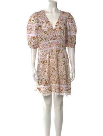 Pre-owned Poupette St Barth Floral Print Mini Dress In Yellow