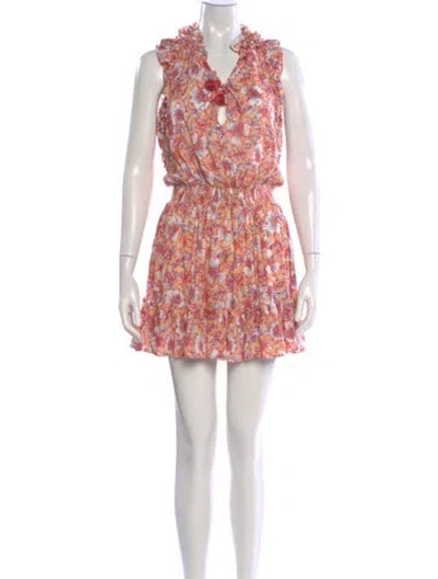 Pre-owned Poupette St Barth Floral Print Mini Dress In Yellow