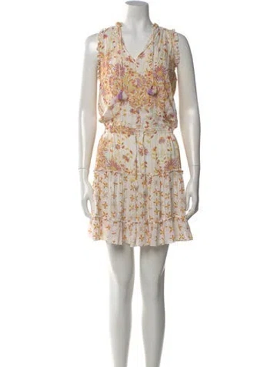 Pre-owned Poupette St Barth Floral Print Mini Dress In Yellow
