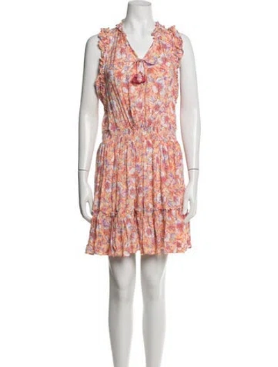 Pre-owned Poupette St Barth Floral Print Mini Dress In Yellow