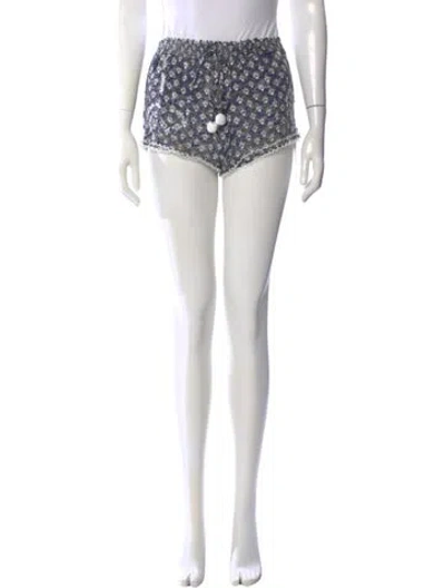 Pre-owned Poupette St Barth Floral Print Mini Shorts In Blue