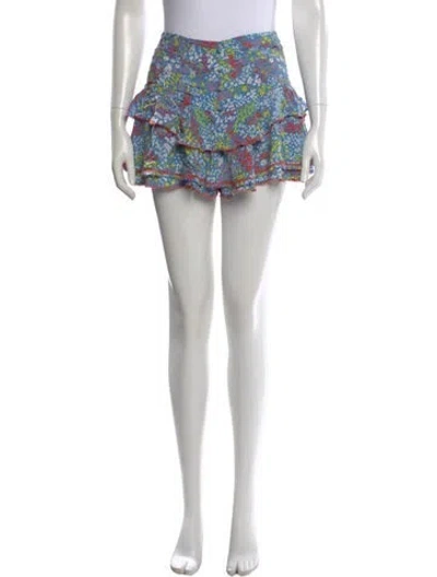 Pre-owned Poupette St Barth Floral Print Mini Shorts In Blue