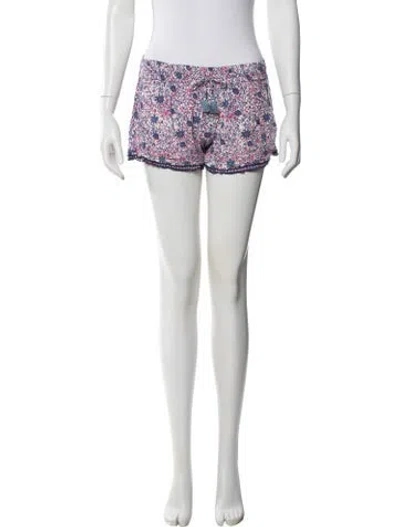 Pre-owned Poupette St Barth Floral Print Mini Shorts In Blue