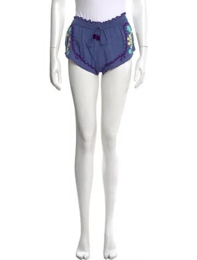 Pre-owned Poupette St Barth Floral Print Mini Shorts In Blue