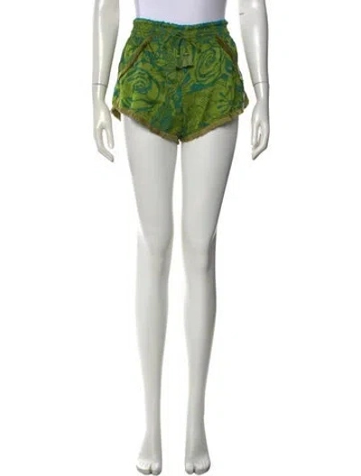 Pre-owned Poupette St Barth Floral Print Mini Shorts In Blue