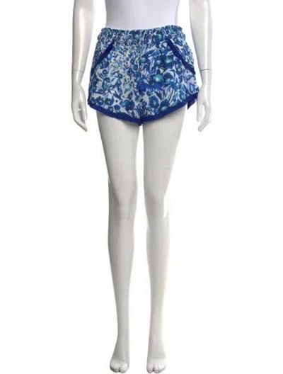 Pre-owned Poupette St Barth Floral Print Mini Shorts In Blue