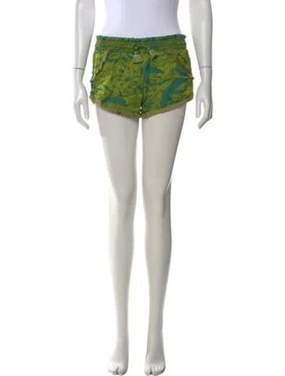Pre-owned Poupette St Barth Floral Print Mini Shorts In Green