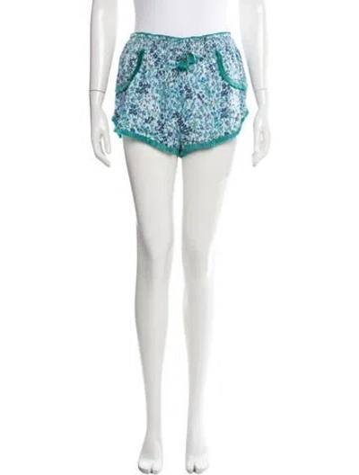 Pre-owned Poupette St Barth Floral Print Mini Shorts In Green