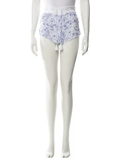 Pre-owned Poupette St Barth Floral Print Mini Shorts In Neutral