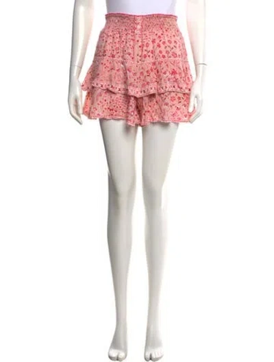 Pre-owned Poupette St Barth Floral Print Mini Shorts In Orange
