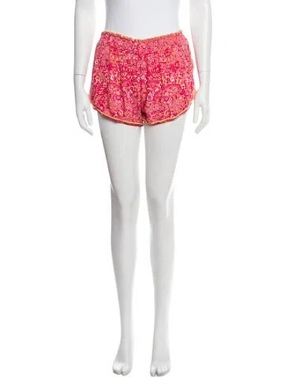 Pre-owned Poupette St Barth Floral Print Mini Shorts W/ Tags In Pink