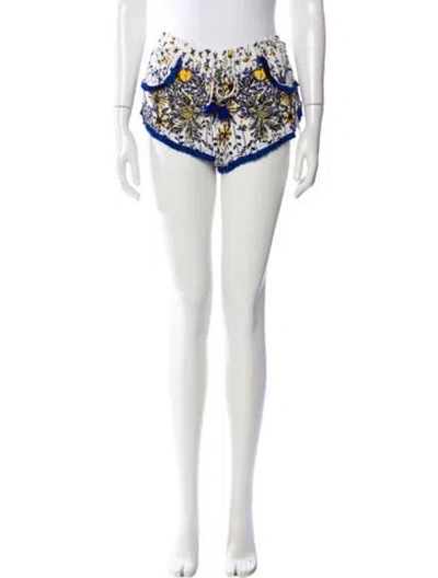 Pre-owned Poupette St Barth Floral Print Mini Shorts In White