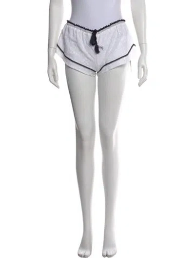 Pre-owned Poupette St Barth Floral Print Mini Shorts In White