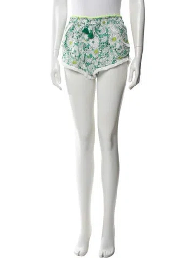 Pre-owned Poupette St Barth Floral Print Mini Shorts In White