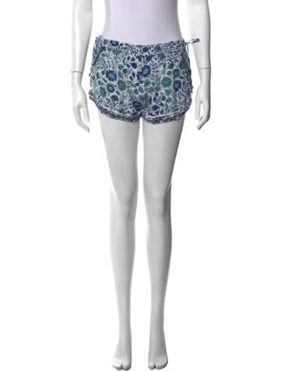 Pre-owned Poupette St Barth Floral Print Mini Shorts In White