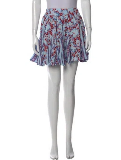 Pre-owned Poupette St Barth Floral Print Mini Skirt In Black