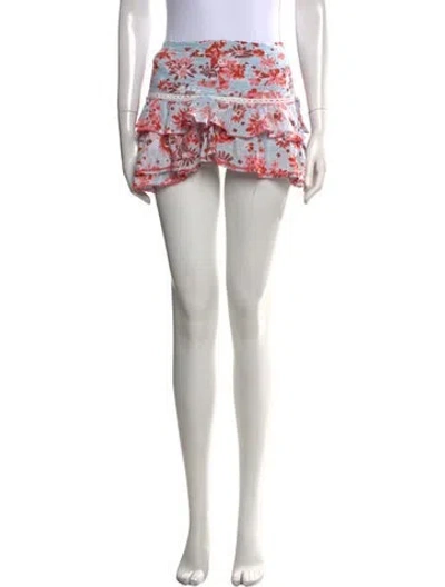 Pre-owned Poupette St Barth Floral Print Mini Skirt In Blue