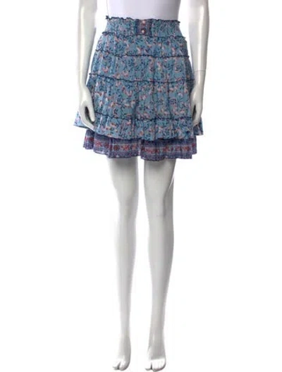 Pre-owned Poupette St Barth Floral Print Mini Skirt In Blue