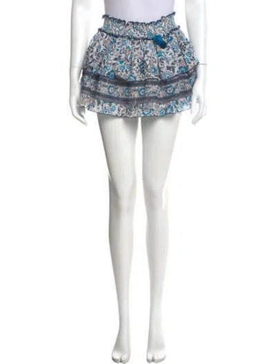 Pre-owned Poupette St Barth Floral Print Mini Skirt In Blue
