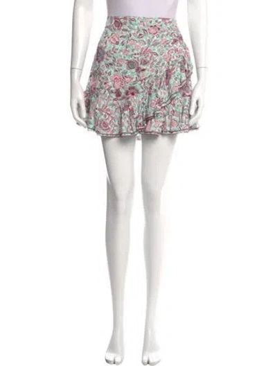 Pre-owned Poupette St Barth Floral Print Mini Skirt In Blue