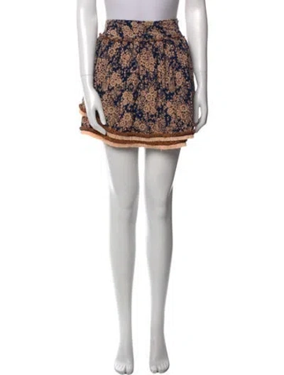 Pre-owned Poupette St Barth Floral Print Mini Skirt In Blue