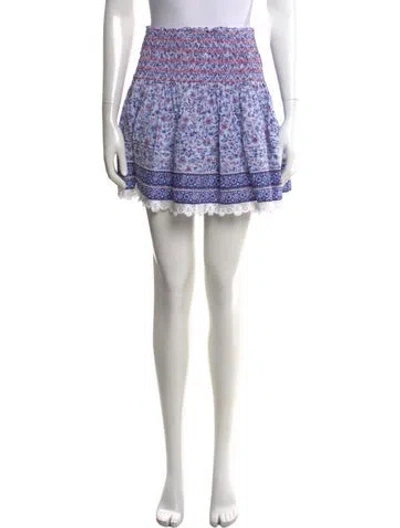 Pre-owned Poupette St Barth Floral Print Mini Skirt In Blue