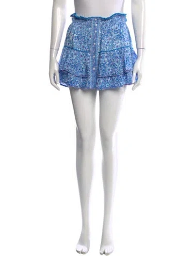 Pre-owned Poupette St Barth Floral Print Mini Skirt In Blue