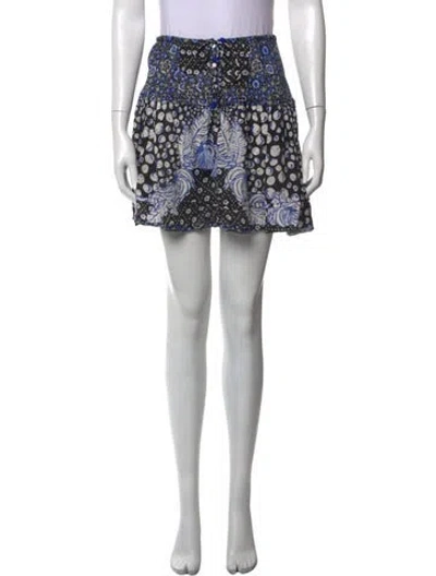Pre-owned Poupette St Barth Floral Print Mini Skirt In Blue