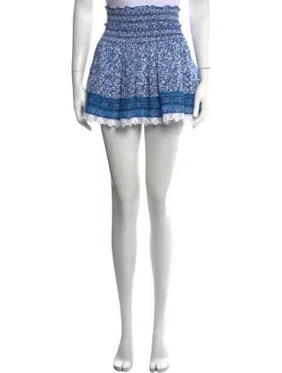 Pre-owned Poupette St Barth Floral Print Mini Skirt In Blue