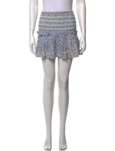 Pre-owned Poupette St Barth Floral Print Mini Skirt In Blue/neutrals