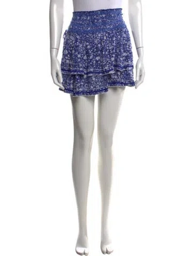 Pre-owned Poupette St Barth Floral Print Mini Skirt In Blue/white