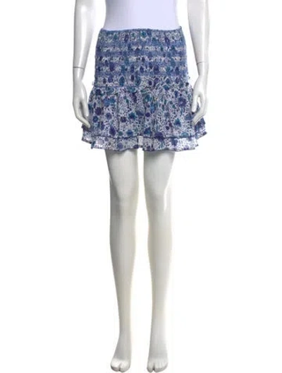 Pre-owned Poupette St Barth Floral Print Mini Skirt In Blue/white