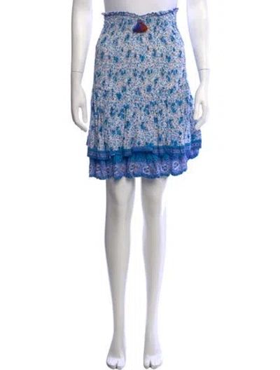 Pre-owned Poupette St Barth Floral Print Mini Skirt In Blue/white