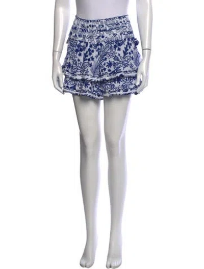 Pre-owned Poupette St Barth Floral Print Mini Skirt In Blue/white